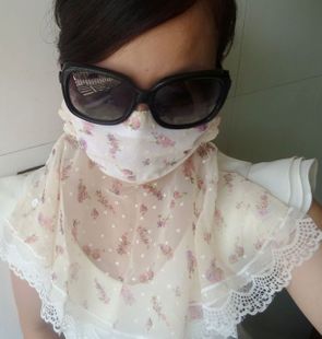 韩国夏季防UV旅行防晒口罩防尘户外超大护...