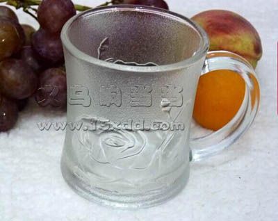 2002雅特蓝精品酒店超市专供磨砂玻璃杯-玫瑰马克杯YTL-B7896----六B23-1-1
