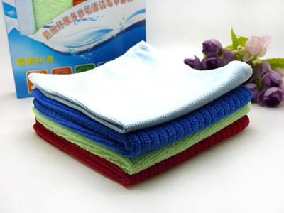 4条30*30装超细纤维洗车毛巾 加厚款纳米棉吸水毛巾 免划痕擦车巾+玻璃布B39-2-2-3