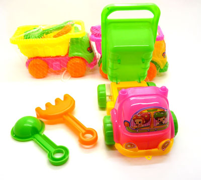 儿童大号戏水沙滩塑料玩具4轮手推车沙车-...