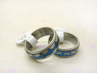 时尚韩版蓝色情怀钛钢戒指 潮流简约男戒指 潮人单身个性指环饰品 
