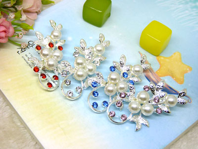 手工定制时尚银色百搭花朵夸张天然贝壳珍珠胸针欧美饰品 -29号B2-1-5-6