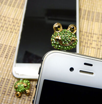 Frog可爱奢华水钻合金立体 耳机孔通用耳机塞 手机防尘塞(B3-2-1)