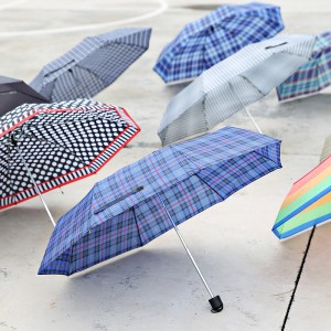 折叠防晒遮阳防雨雨伞 男女通用三折伞 雨伞 混色格子六B9-1-1