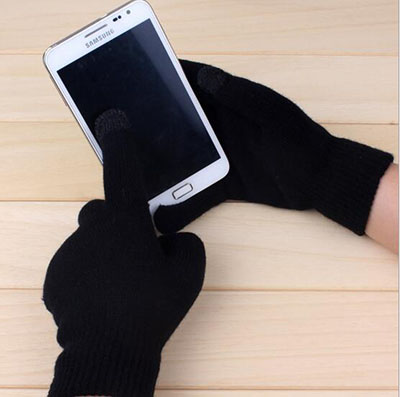 摸屏手套批发/混色3指触屏功能针织保暖手套/可触控屏手套