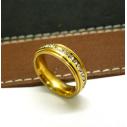 镀黄金新款OL风格百搭时尚捷克水钻满钻银色钛钢防过敏保色戒指指环