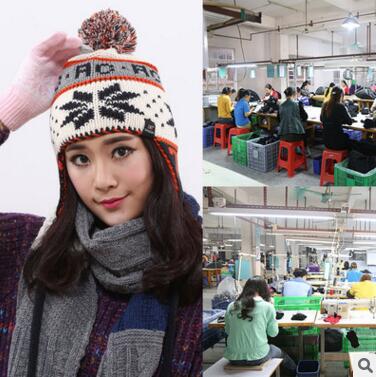 买贵10倍退款新款冬季韩版针织帽 成人女士毛球帽 提花保暖毛线雷锋帽 潮六B18-1-2