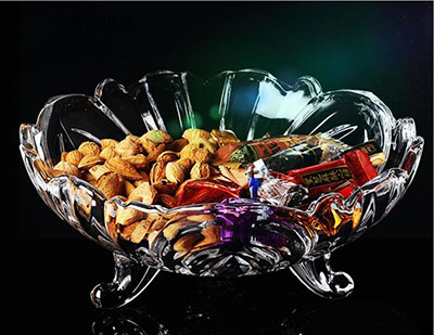 ZD001大号玻璃水果盘水晶高脚果斗创意欧式糖果盘荷兰风情水晶果斗B20-3-1