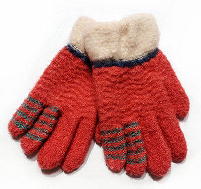 男女儿童手套连指中童手套可爱卡通毛线拉绒冬季保暖7号C4-3-1