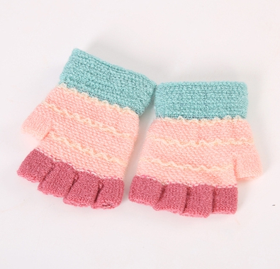 半截儿童手套新款可爱冬天幼男女半指分指保暖小学生毛线手袜05号A18-2-2