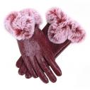 皮手套女士冬季触摸屏保暖加绒加厚手套女防风防寒妈妈手套