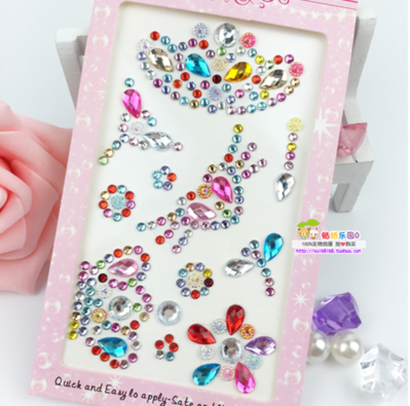 11#CWW888儿童宝石水晶七彩色贴纸 塑料宝石幼儿园手工玩具赠品立体粘贴纸A31-2-2