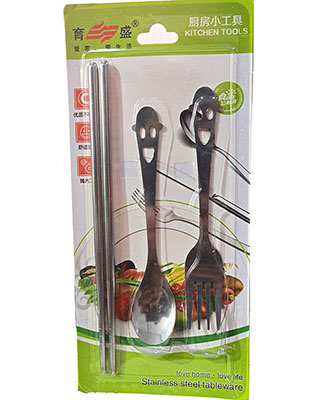 韩版不锈钢餐具三件套 环保耐用饭勺餐叉筷子调羹套装A19-1-1