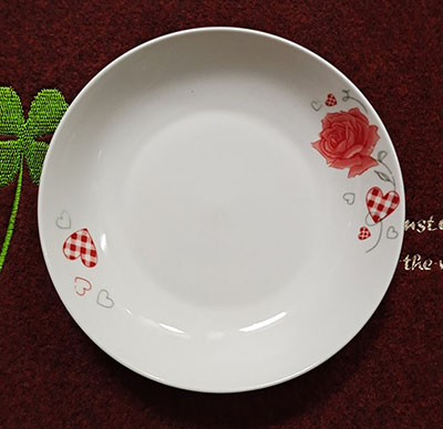 一级8寸果釉中彩陶瓷盘子边花底花百款花型随机--一件一个花型