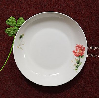 一级8寸果釉中彩陶瓷盘子边花底花百款花型随机--一件一个花型