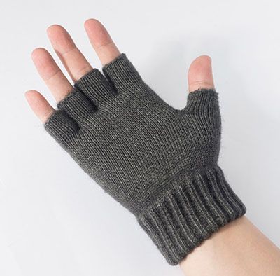 羊毛绒半指手套男女秋冬季可爱保暖半指短款