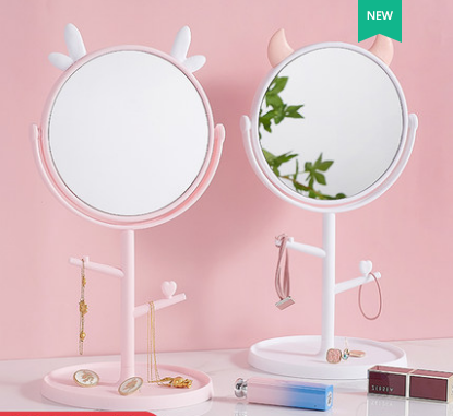 807新款卡通台式化妆镜子 高清单面梳妆镜美容镜 学生宿舍桌面镜大号C10-1-5
