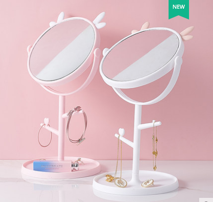 807新款卡通台式化妆镜子 高清单面梳妆镜美容镜 学生宿舍桌面镜大号C10-1-5