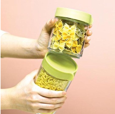 旺家小号储物罐可叠放圆形玻璃保鲜盒储物罐可叠加密封罐B13-1-1