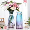 折纸款简约彩色透明玻璃花瓶客厅水培花瓶干花插花器家居装饰工艺品摆件B19-2-1