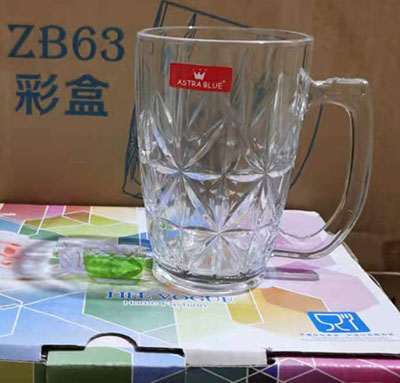 Zb63大号带把日式复古极简波点玻璃泡茶喝茶杯牛奶杯-六B10-4-1