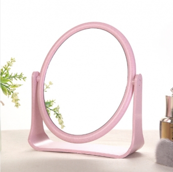 欧式简约麦秆双面化妆镜-圆形 60/箱 圆形 16*5*19cm