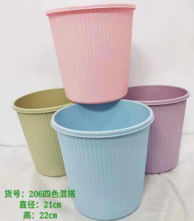 206条纹纸篓 加厚圆形塑料卫生桶 杂物桶六B5-2-1