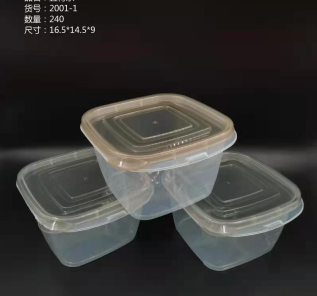 2001-1创意家用透明密封塑料带盖储存方形保鲜盒果蔬冰箱微波炉专用240/箱六B28-2-2