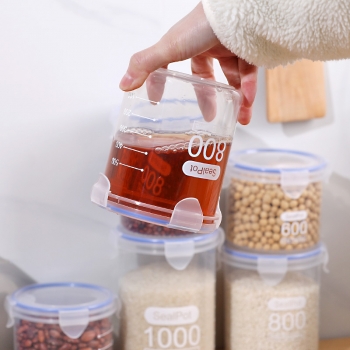 厨房密封杂粮罐储物罐-透明盖800ml/六B32-3-5