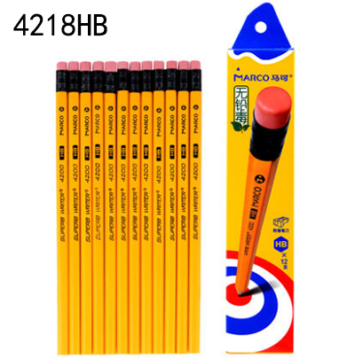 马可4218带橡皮擦头木制铅笔学生儿童H...
