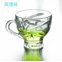 （3103）风情茶杯创意精致小把杯纹精白料玻璃咖啡杯72/箱六B10-3-1