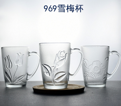 969(K0007)雪梅雕花玻璃杯餐饮杯...