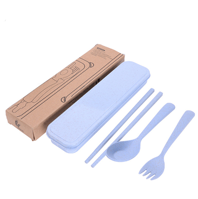 （纸盒包装）旅行户外便携餐具勺子筷子套装 小麦秸秆学生筷叉刀三件套六B20-1-2
