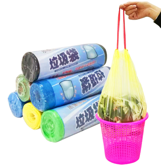 穿绳垃圾袋一次性手提式自动收口垃圾袋家用加厚彩色抽绳垃圾袋c2-1-1