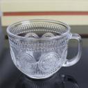 太阳花杯K0045-6N 早餐玻璃杯带把泡燕麦杯家用咖啡杯创意透明水杯广告礼品杯