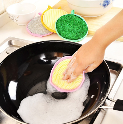 厨房洗碗棉双面加厚元宝巾 海绵清洁布洗锅刷 可悬挂去污洗碗巾/六B12-4-2