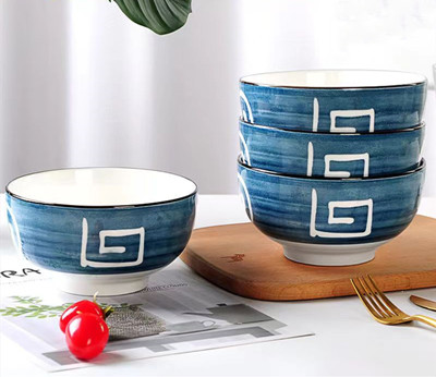 4.5寸餐具碗碟套装网红景德镇陶瓷餐具创意日式风套装面碗家用陶瓷碗 （破损自理）