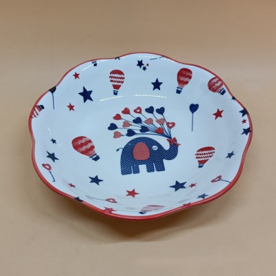 10寸大号荷花碗 中式家用陶瓷创意碗地摊...