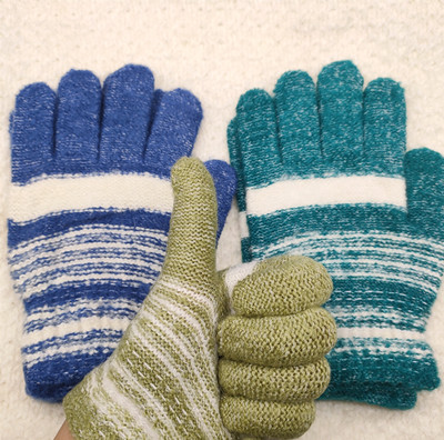 2号女款冬季保暖防寒针织毛线手套全指手套...