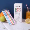 彩色单独包装环保纸质吸管弯头纸质吸管 -混色装（100/箱）盒