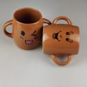 超可爱双耳杯棕色陶瓷杯情侣杯创意表情包马克杯48/件六B21-4-1