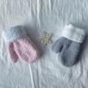 简约时尚麻灰五指全包针织手套冬季儿童保暖手套六20-1-3