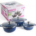 外贸铝锅套装 麦饭石6件套玻璃盖6PCS alumlnum cookware se