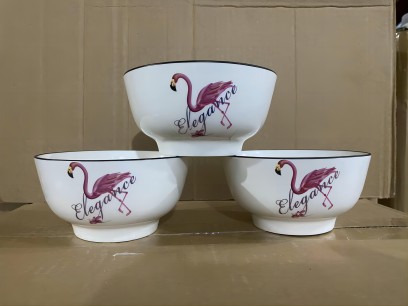 （二级）4.5沙拉碗仙鹤系列米饭碗 日用陶瓷碗120/件C15-3-1
