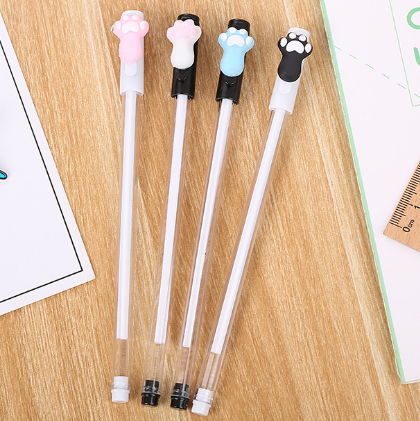创意猫爪中性笔卡通学习文具学生考试水笔可...