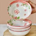 60/件（優(yōu)級）7寸甄古碗陶瓷碗家用餐具湯碗面碗-桃李春風六B9-4-1