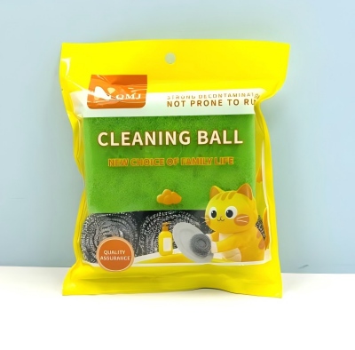 QMJ-2609四片彩色百洁布+三个钢丝...